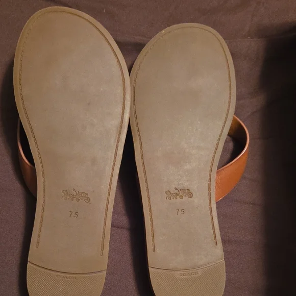 Coach Women's Brown Leather Sandals - Picture 2 of 4